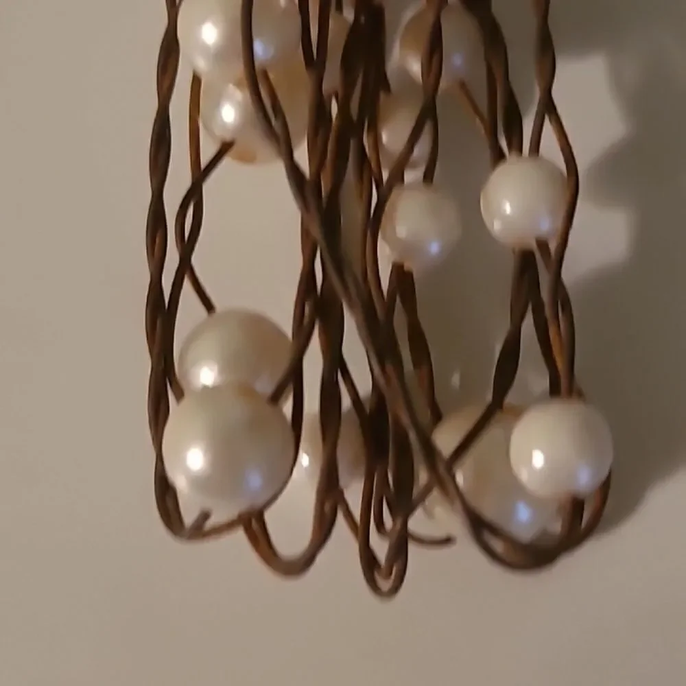 Elegant Pearl-Embellished Wire Cross Ornament